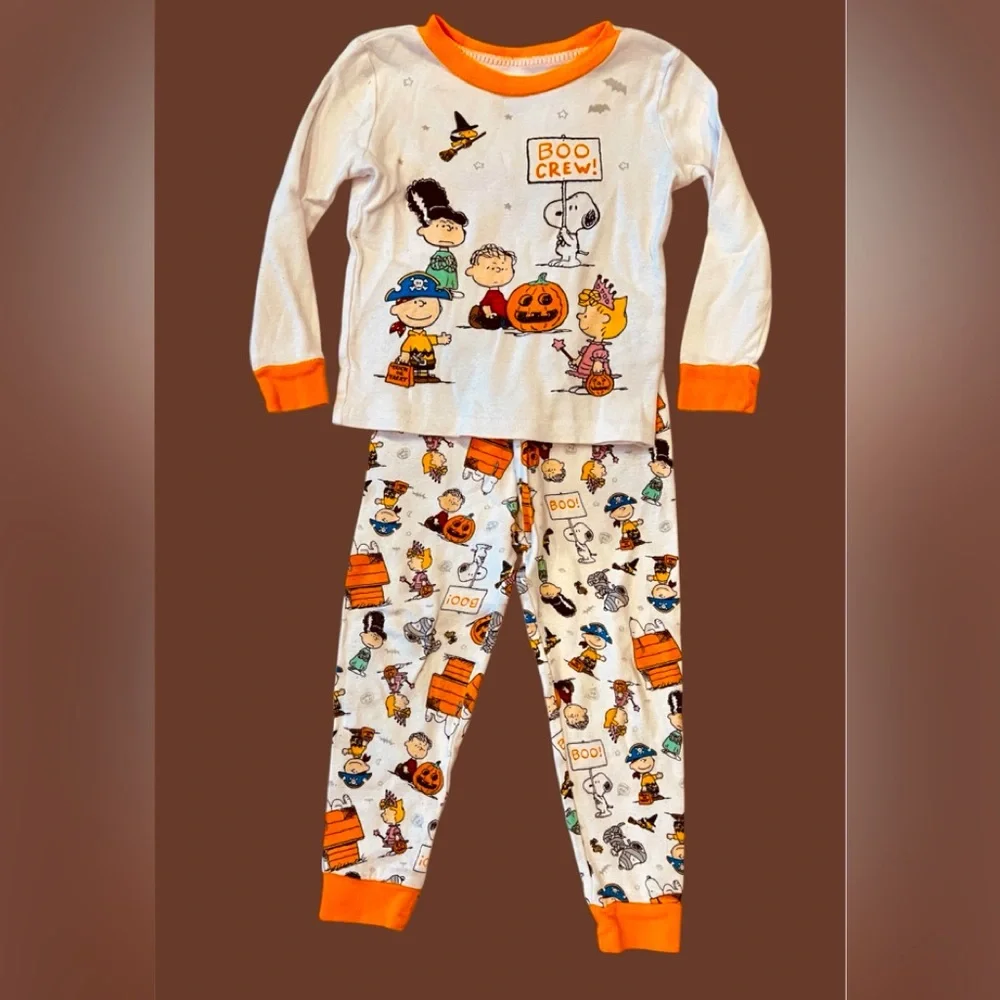 Halloween PEANUTS Boo Crew Long Sleeve PJs | 3T | Unisex | Preowned - Picture 1 of 2